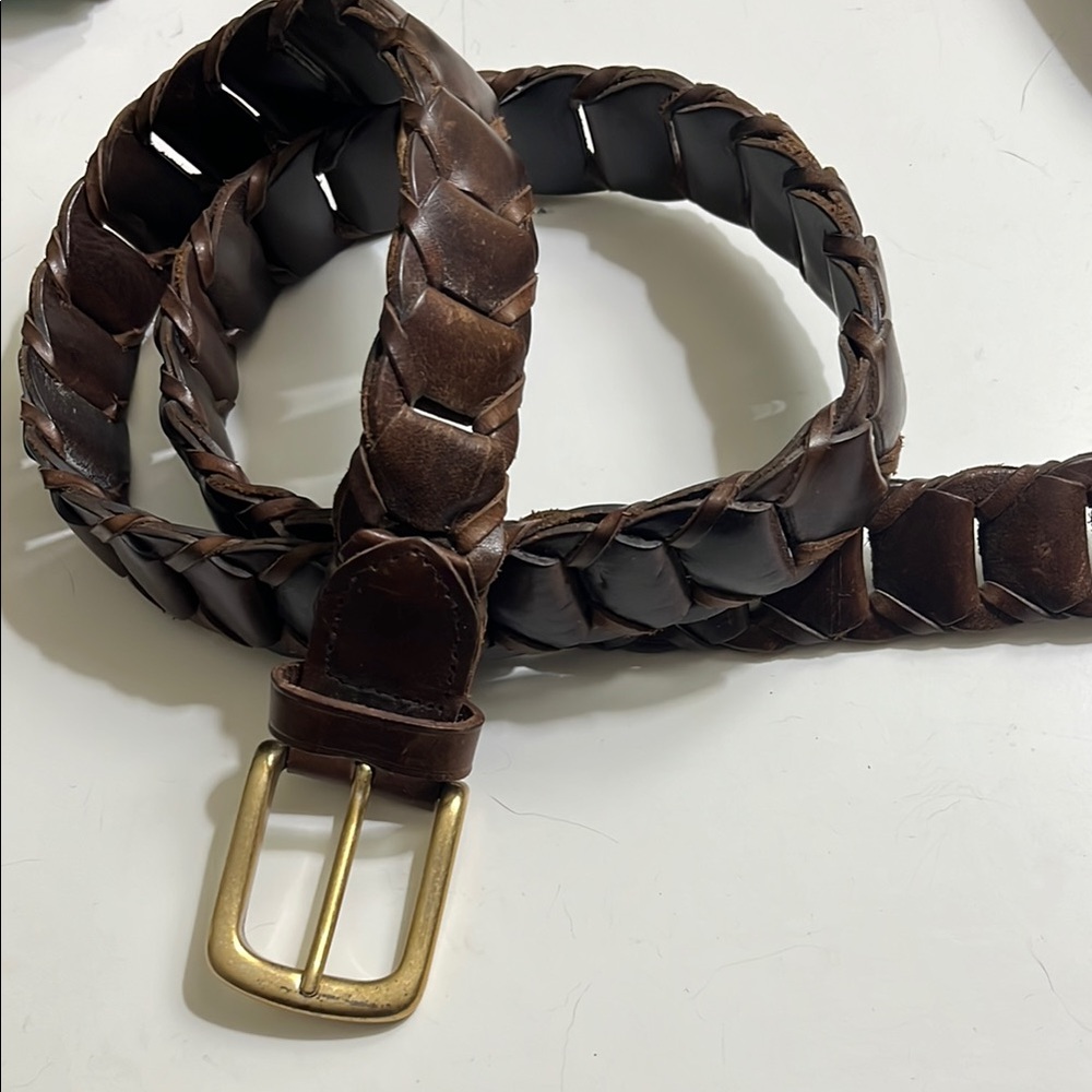 Men's Brown Braided Leather Belt